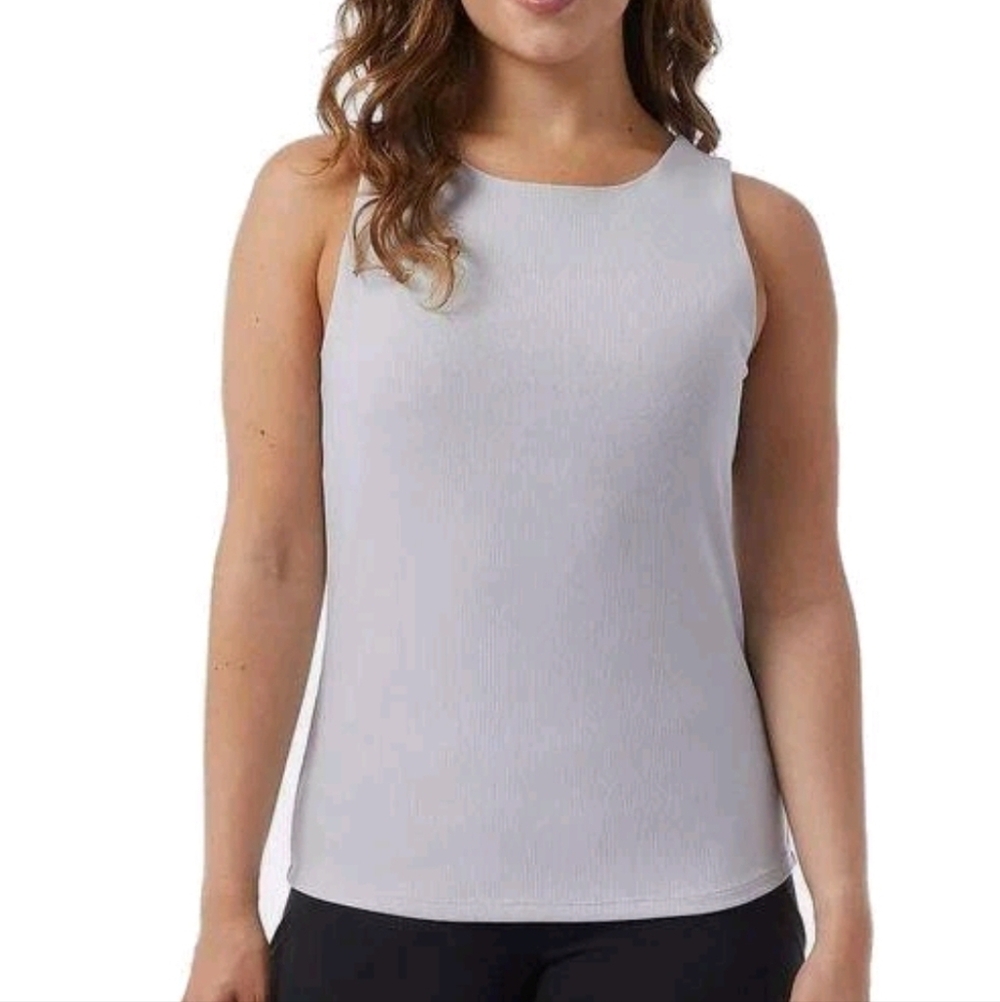 32 Degrees Cool Women's Ribbed Tank Top Built In Bra Gray XXL